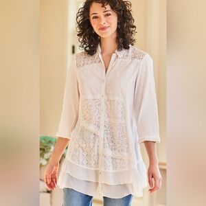 April Cornell nostalgia blouse lace, size L large tunic